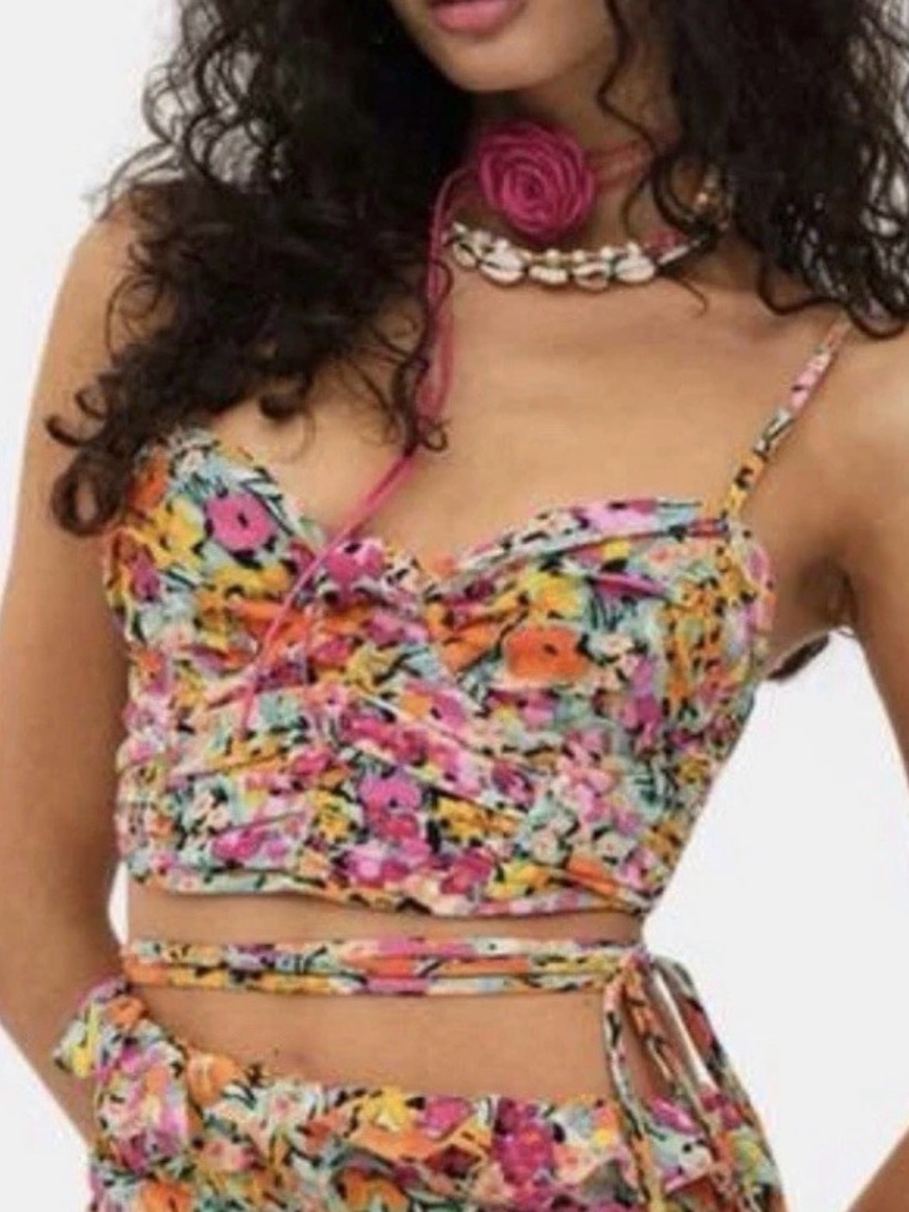 For Love And Lemons Suvi Top Pink Orange Floral